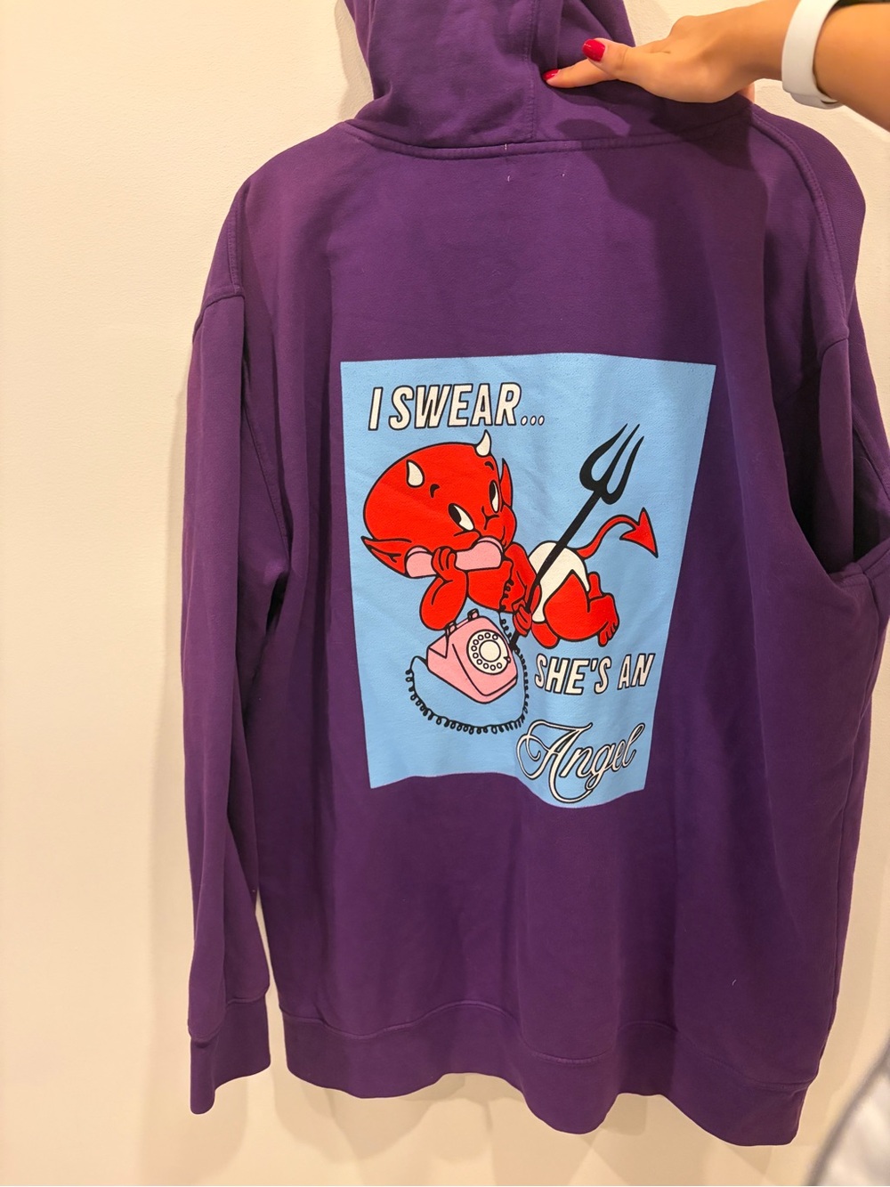 Purple Graphic Hoodie - "I Swear She's an Angel"